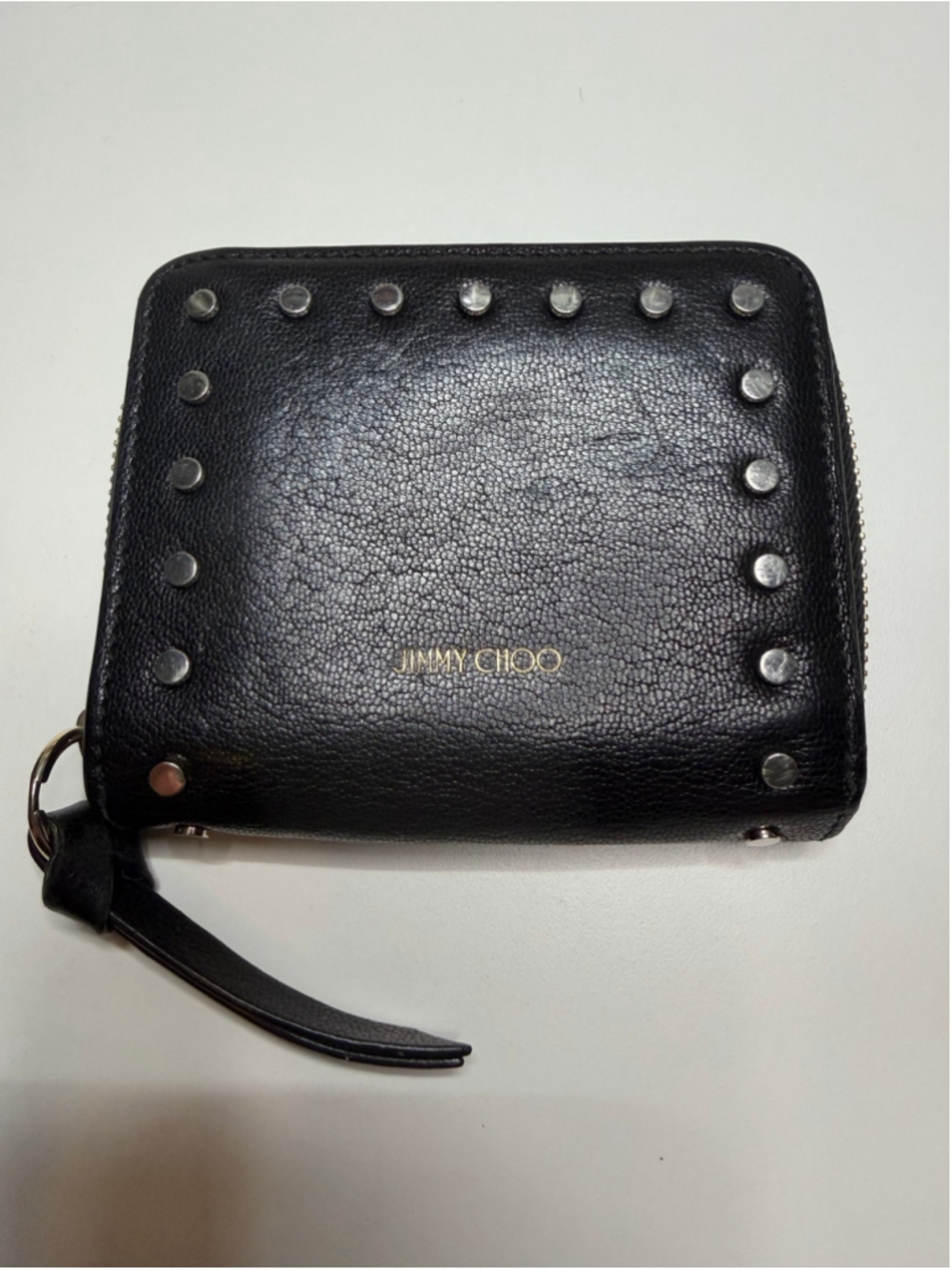 Women's Jimmy Choo Black Studded Leather Wallet One Size